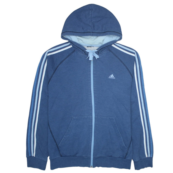 Adidas 90's Short Sleeves Full Zip Up Hoodie Large  Navy Blue