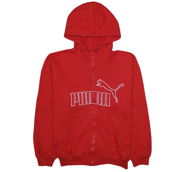 Puma 90's Spellout Full Zip Up Hoodie Small Red