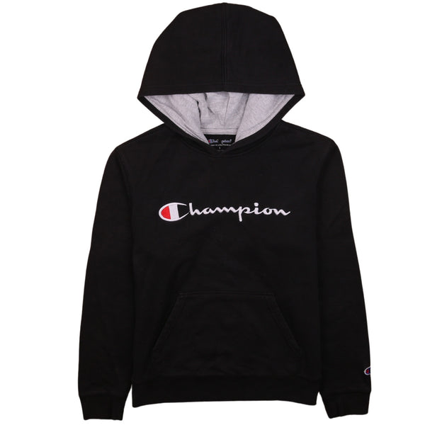 Champion Vintage 90's Black Spellout Pullover Hoodie Large Women