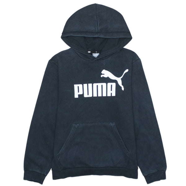 Vintage 90's Puma Black Spellout Women's Large Cotton Hoodie Pullover