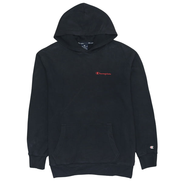 Champions 90s Black Pullover Hoodie Men's Small Vintage Drawstring Pockets