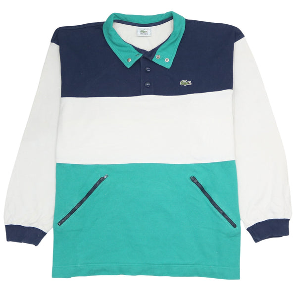 Lacoste 90's Long Sleeve Quarter Button Polo Shirt XLarge  Green