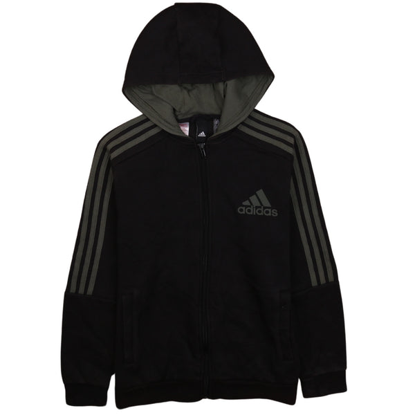 Adidas 90's Striped Sleeves Full Zip Up Hoodie Large Black