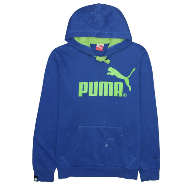 Puma 90's Spellout Pullover Hoodie Large Blue