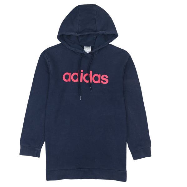 Adidas 90's Vintage Navy Blue Spellout Pullover Hoodie - Women's Small