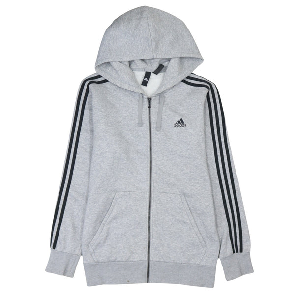Adidas Vintage 90's Striped Sleeve Medium Grey Full Zip Hoodie Men’s