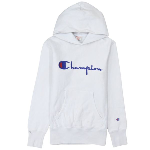 Champion 90's Spellout Pullover Hoodie Medium White