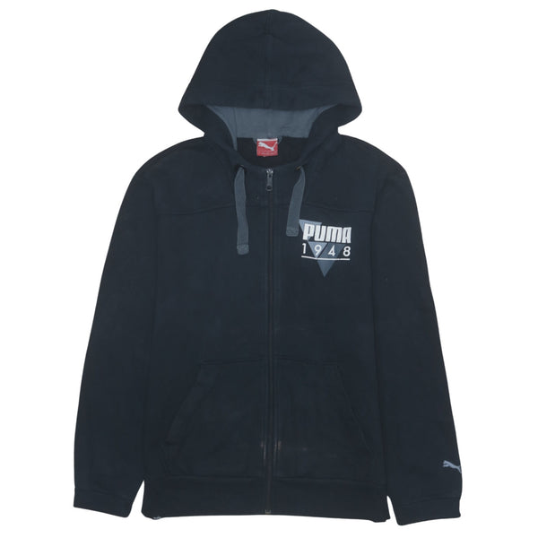 Puma Men's 90's Black Cotton Full Zip Hoodie Small with Pockets