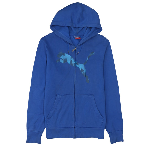 Puma 90's Spellout Full Zip Up Hoodie Medium Blue