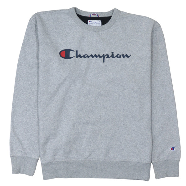 Champion 90's Spellout Crew Neck Sweatshirt Large Grey