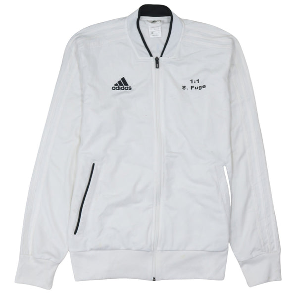 Adidas White Track Jacket Women’s Medium Full Zip Personal Trainer Printed Logo Top