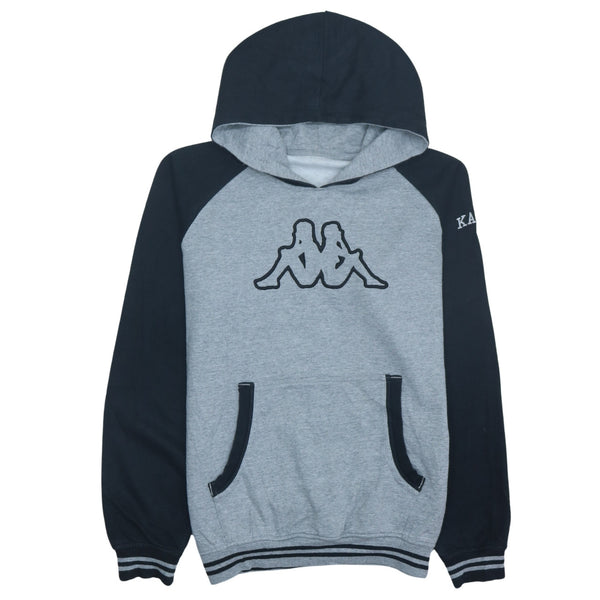 Kappa 90's Vintage Spellout Pullover Hoodie Large Black