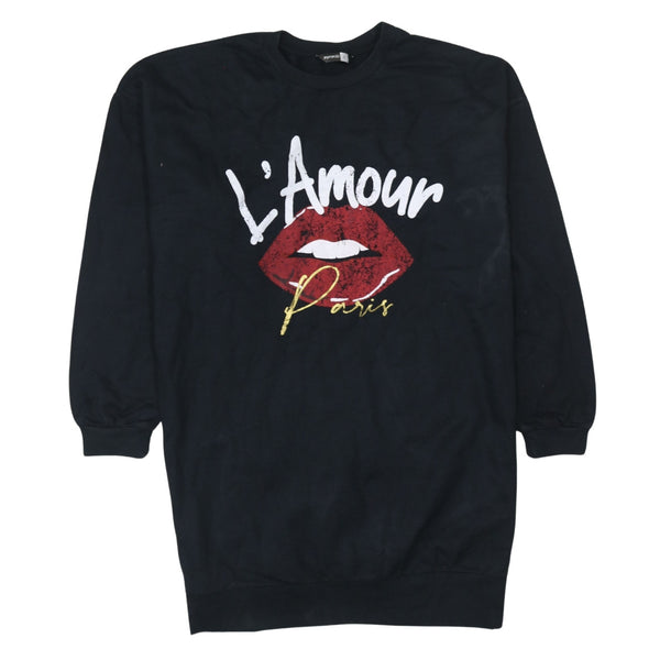 Retro 90's L'AMOUR Paris Crew Neck Sweatshirt Large Black
