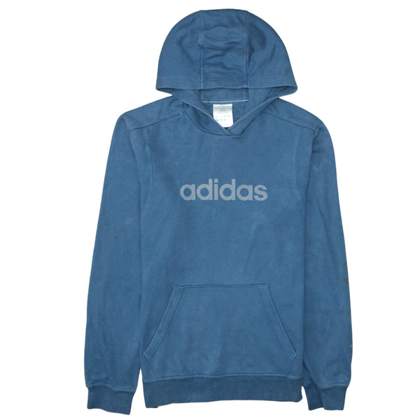 Adidas 90's Spellout Pullover Hoodie Small Navy Blue