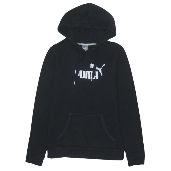 Puma 90's Vintage Spellout Pullover Hoodie Women Medium Black