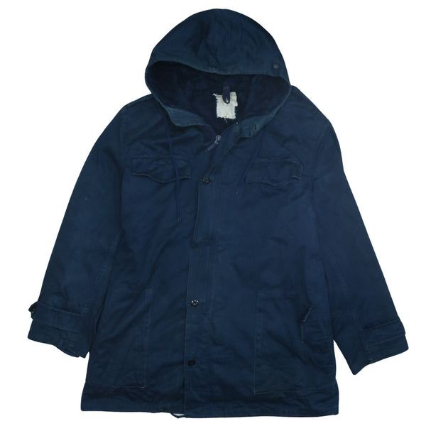 Vintage 90's Hooded Button-Up Windbreaker Men's XL Navy Blue