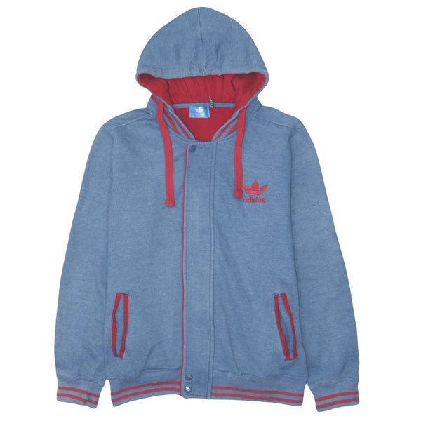 Adidas 90's Sportswear Striped Cuff Hoodie Medium Blue