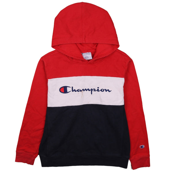 Vintage 90s Champion Women's Navy Blue Spellout Pullover Hoodie L