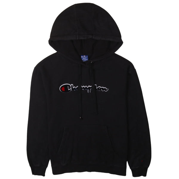 Vintage Champion Spellout Pullover Hoodie Men's Small Black 90s Nostalgia