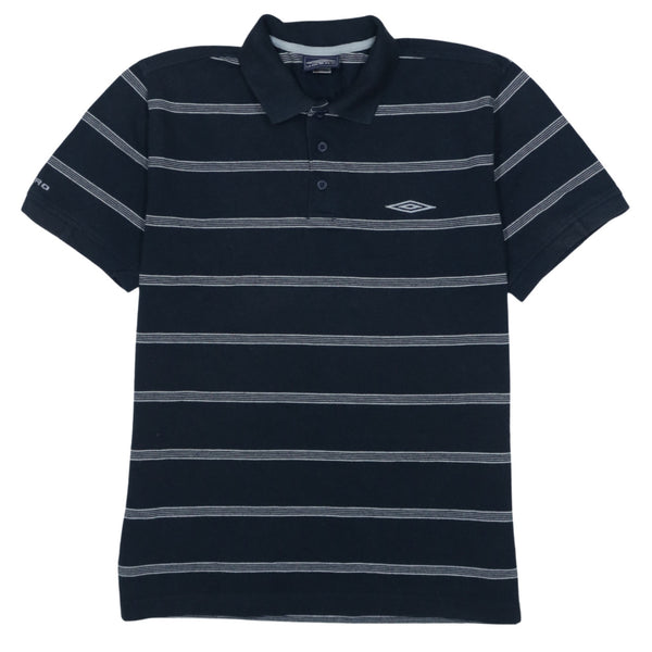 Vintage Umbro 90's Navy Blue Polo Shirt Medium - Short Sleeves Quarter Button