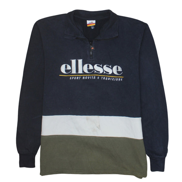 Ellesse 90's Spellout Quarter Zip Sweatshirt Small Green