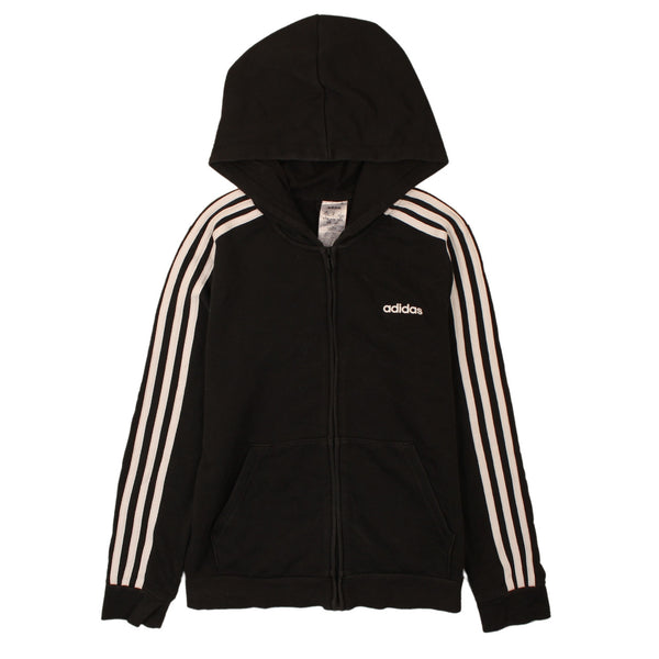 Adidas 90's Striped Sleeve Full Zip Up Hoodie Medium Black