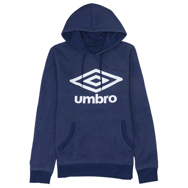 Vintage Umbro 90's Spellout Pullover Hoodie Medium Navy Blue