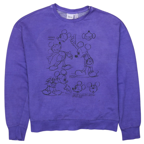 Diseny 90's Mickey Mouse Crew Neck Sweatshirt Small Purple