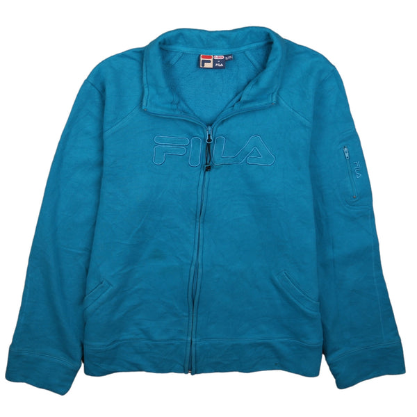 Fila 90's Women's XLarge Blue Spellout Full Zip Sweatshirt Vintage