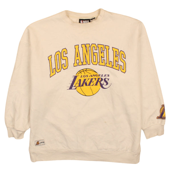 NBA 90's Los Angeles Lakers Crew Neck Sweatshirt Medium Beige Cream