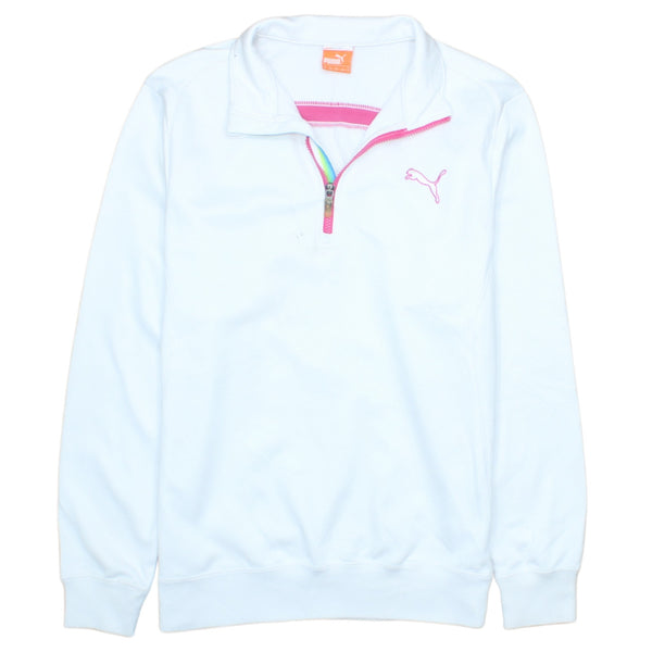 Puma 90's Retro Lightweight White Quarter Zip Sweatshirt Men's M