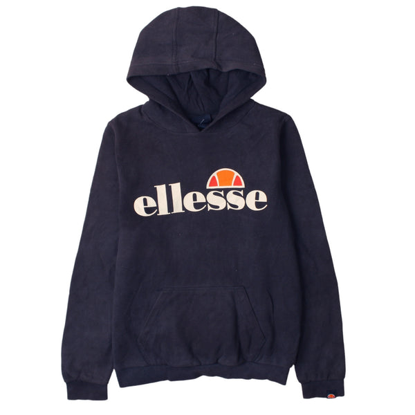 Ellesse 90s Vintage Spellout Black Hoodie Pullover Medium Unisex