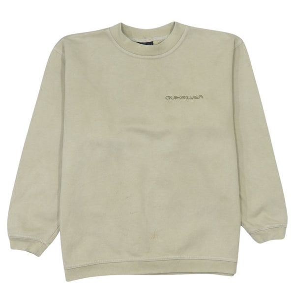 QuikSilver 90's Lightweight Crew Neck Sweatshirt Small Beige Cream