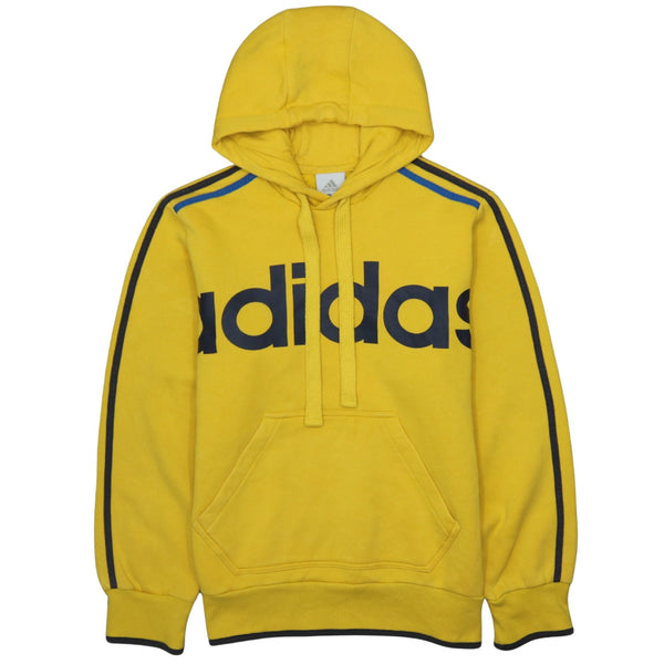Adidas 90's Spellout Pullover Hoodie Small Yellow