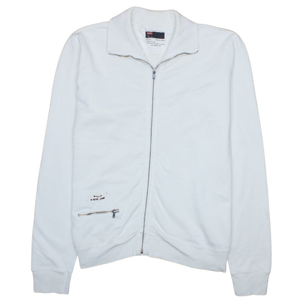 Diesel 90's Lightweight Full Zip Up Sweatshirt XLarge White