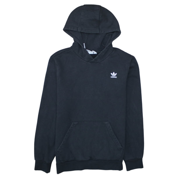 Adidas 90's Drawstring Pockets Pullover Hoodie Medium  Black