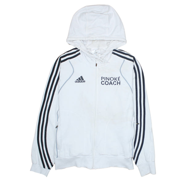 Adidas 90's Striped Sleeve Full Zip Up Hoodie Small White