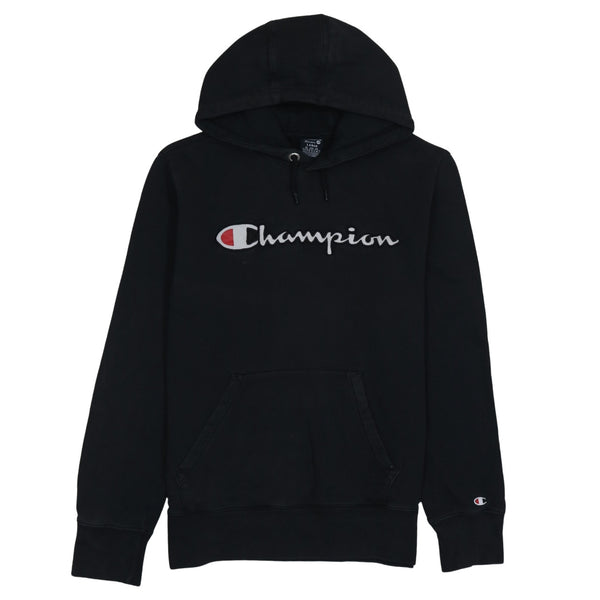 Champion 90's Spellout Pullover Hoodie Large Black