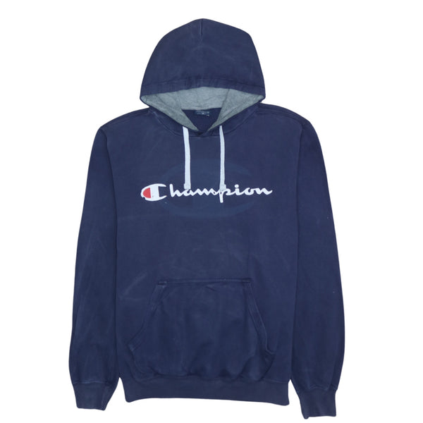 Champion 90's Navy Blue Spellout Pullover Hoodie Men's XLarge