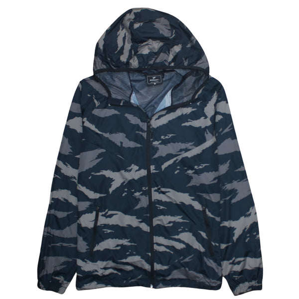 Retro 90's Hooded Full Zip Up Windbreaker Large Black