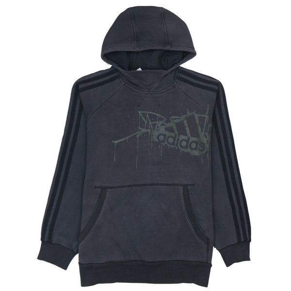 Adidas Vintage 90s Grey Striped Sleeve Pullover Hoodie Large Men's