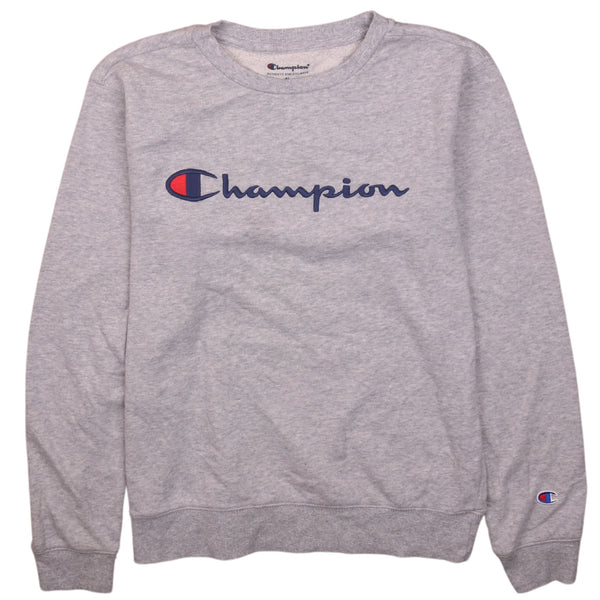 Champion 90's Grey Spellout Crew Neck Sweatshirt Size XL Vintage