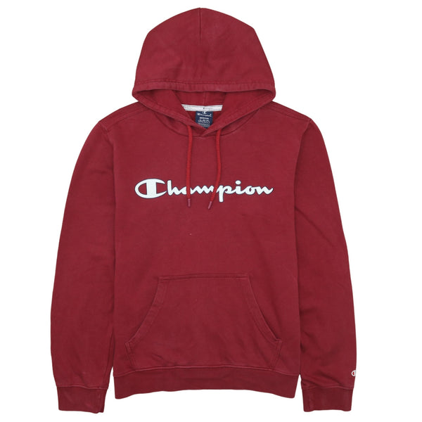 Vintage Champion 90's Red Spellout Hoodie Medium