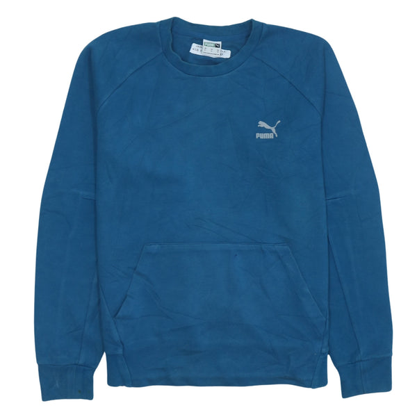 Puma 90's Vintage Heavyweight Crew Neck Sweatshirt Medium Blue Cotton