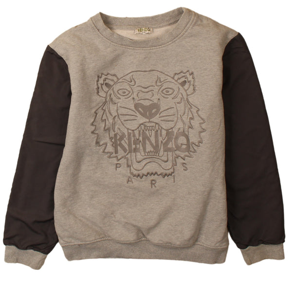 Kenzo Vintage 90's Grey Spellout Crew Neck Sweatshirt Small