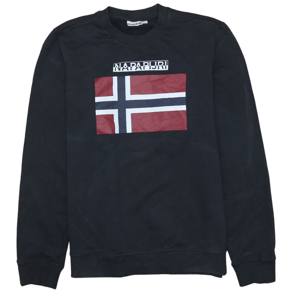 Vintage Napapijri 90's Black Spellout Crew Neck Sweatshirt Size Large