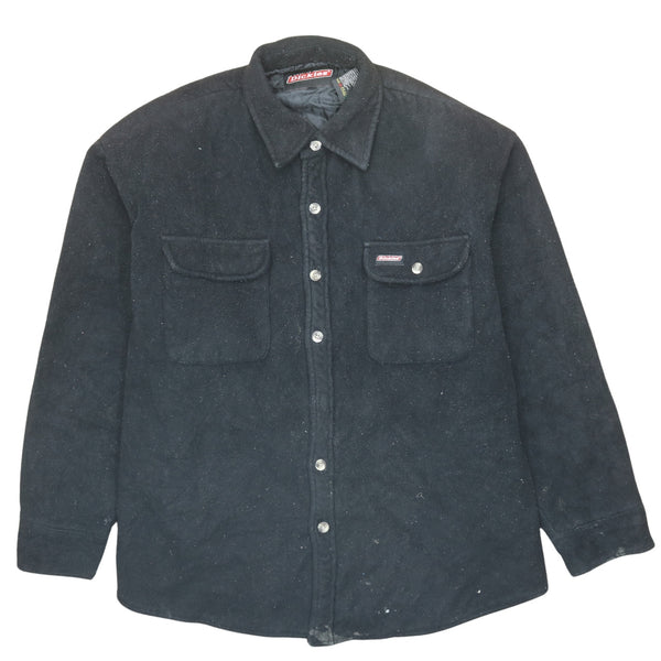 Dickies 90's Black Long Sleeve Button Up Fleece Jumper XLarge