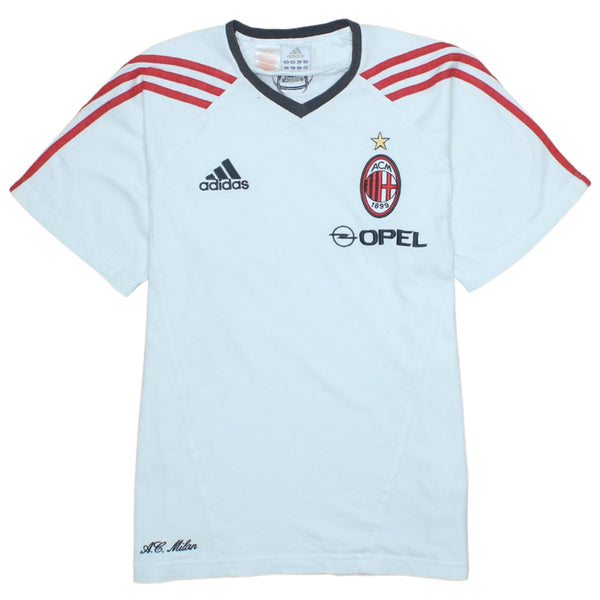 Adidas 90s AC Milan V Neck T-Shirt Large White Cotton