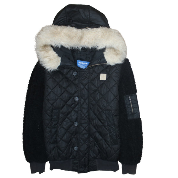 Adidas 90's Hooded Full Zip Up Parka Medium  Black