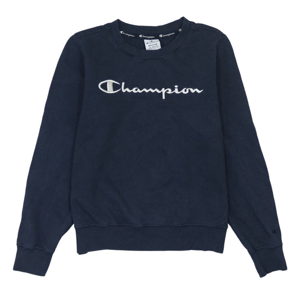 Champion 90's Spellout Crew Neck Sweatshirt Medium Navy Blue